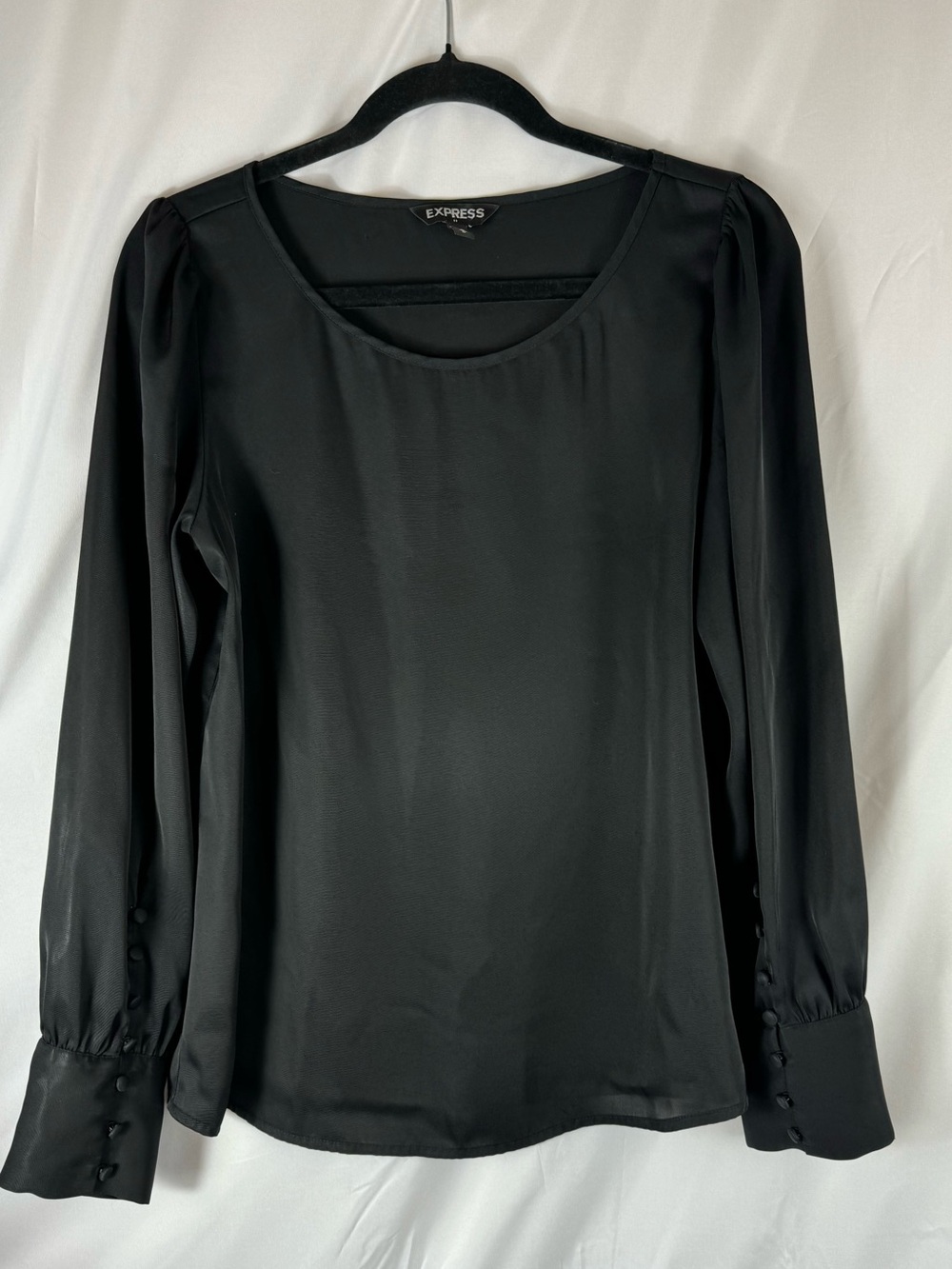 Express Black Long-Sleeve Top With Bridal Style Buttons in Size Medium